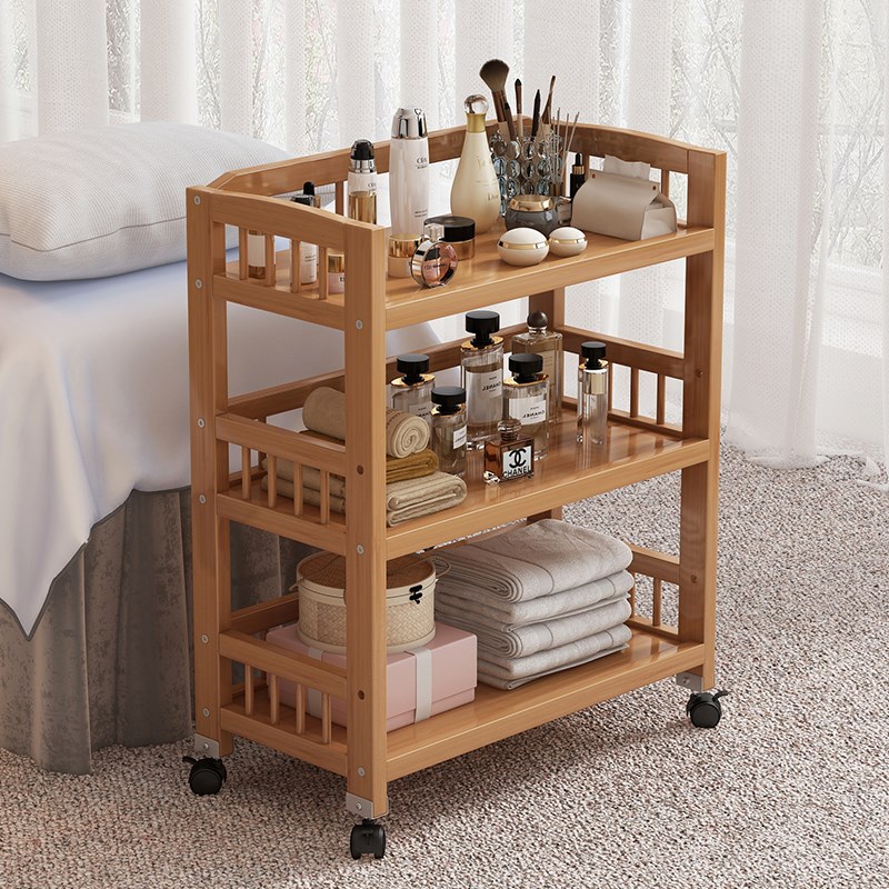 美容院小推车可移动实木置物架理发店美容美发专用工具车收纳架子