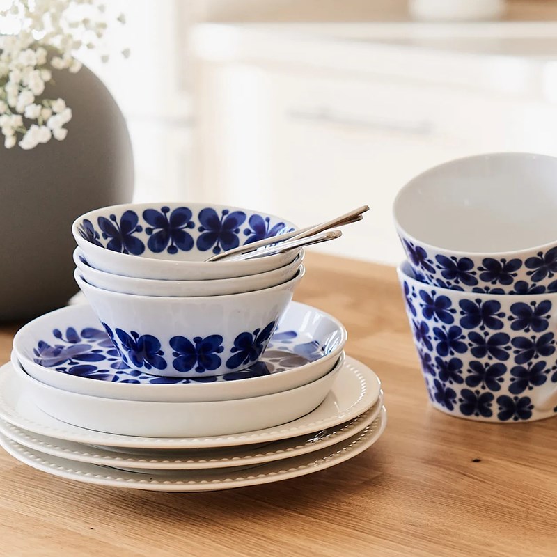 瑞典Rorstranod蓝蝴蝶餐具陶瓷平盘子饭碗咖啡杯碟茶杯马克杯奶壶