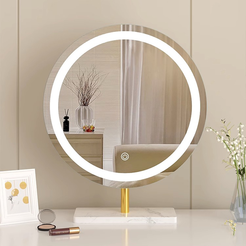 led灯台式桌面化妆o镜网红轻奢补光化妆镜卧室现代简约化妆台镜子