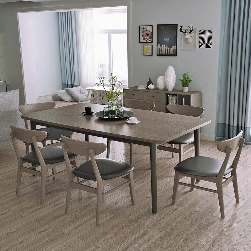 木月餐桌椅组合现代简约白蜡木腿餐桌多尺寸长方形饭桌北欧餐桌