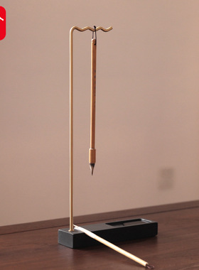 长书 铜雀台笔挂毛笔挂 文房四宝专用笔搁 搁笔 砚台 铜艺笔挂多