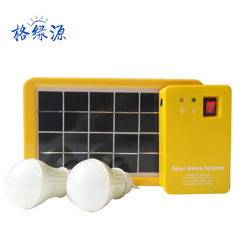 3w锂电太阳能小系统 2灯泡轻便户外照明灯 户外露营旅游照明灯