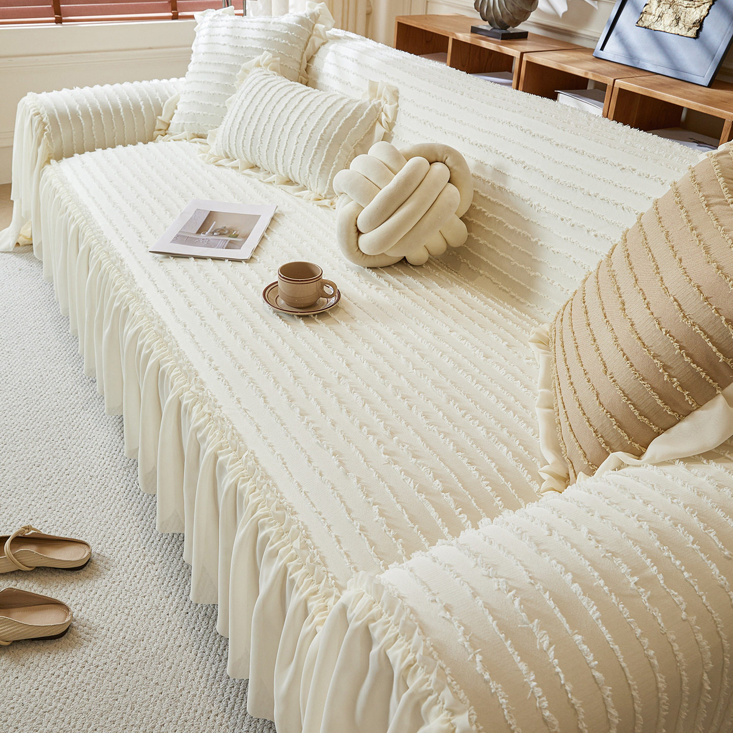 雪尼尔沙发盖布2025新款轻奢高级法式沙发巾四季通用防滑套罩盖毯