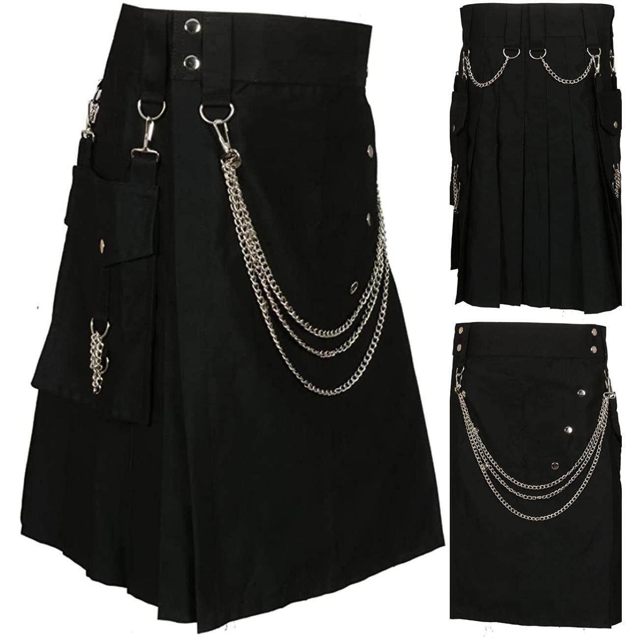 Scottish Holiday Skirt Men's Fashion Chain Pleated Skirt