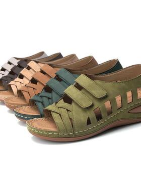 凉鞋女wish亚马逊爆款大码女鞋坡跟镂空洞洞鞋2020夏季新款女凉鞋