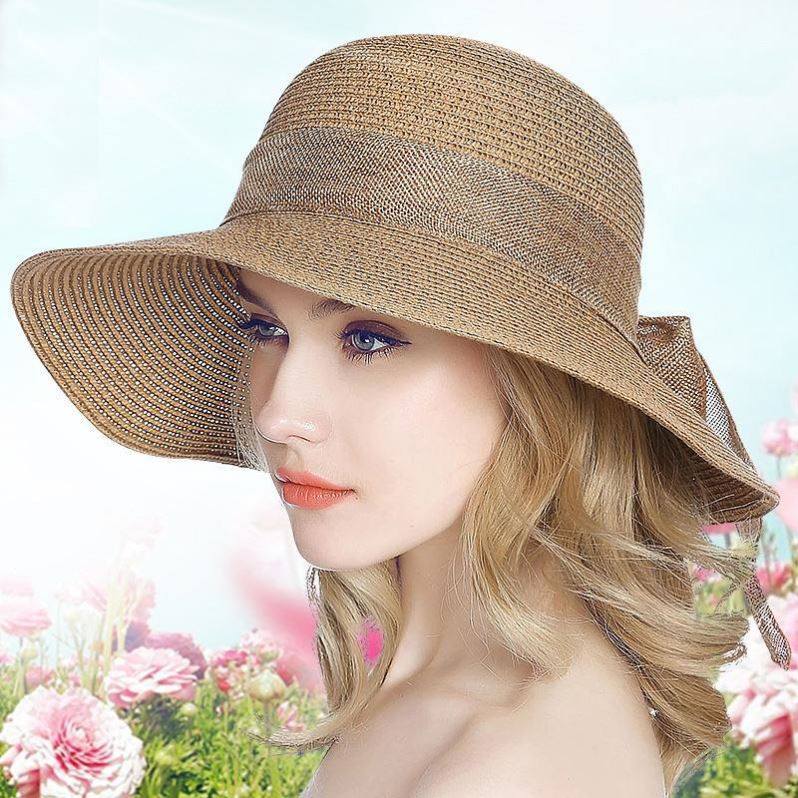 Straw Hats For Women Beach Hat Wide Brim Fashion Bow Sunhat