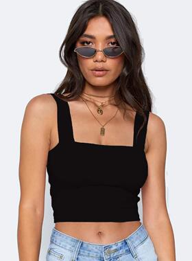Crop Top Women Black Casual Basic T Shirt Off Shoulder Cami
