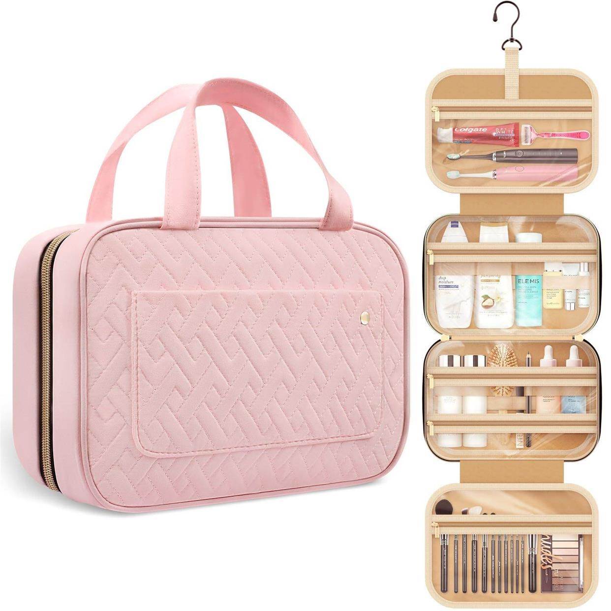 Travel toiletries with hooks, portable makeup bags, travel