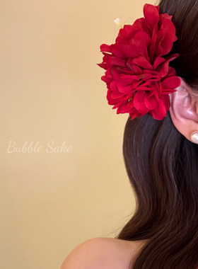 【原创】玫瑰礼记  新中式红色花朵发夹女侧边夹头花古风旗袍发饰