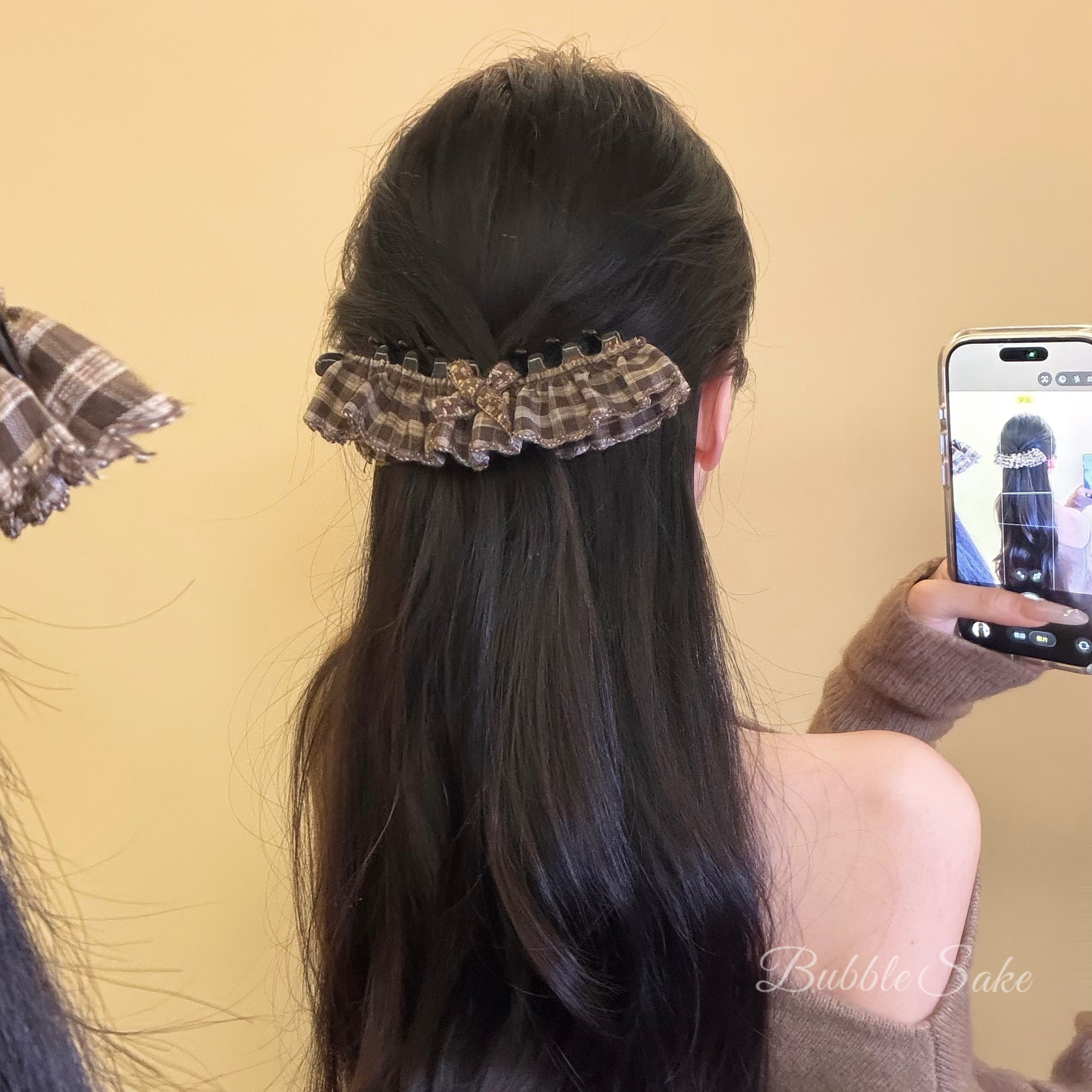 松栗画报 格纹花边裙摆香蕉夹女后脑勺盘发抓夹马尾夹子发卡发饰,饰品/流行首饰/时尚饰品新,发饰,淘宝优惠券,粉丝福利购,淘宝优惠卷