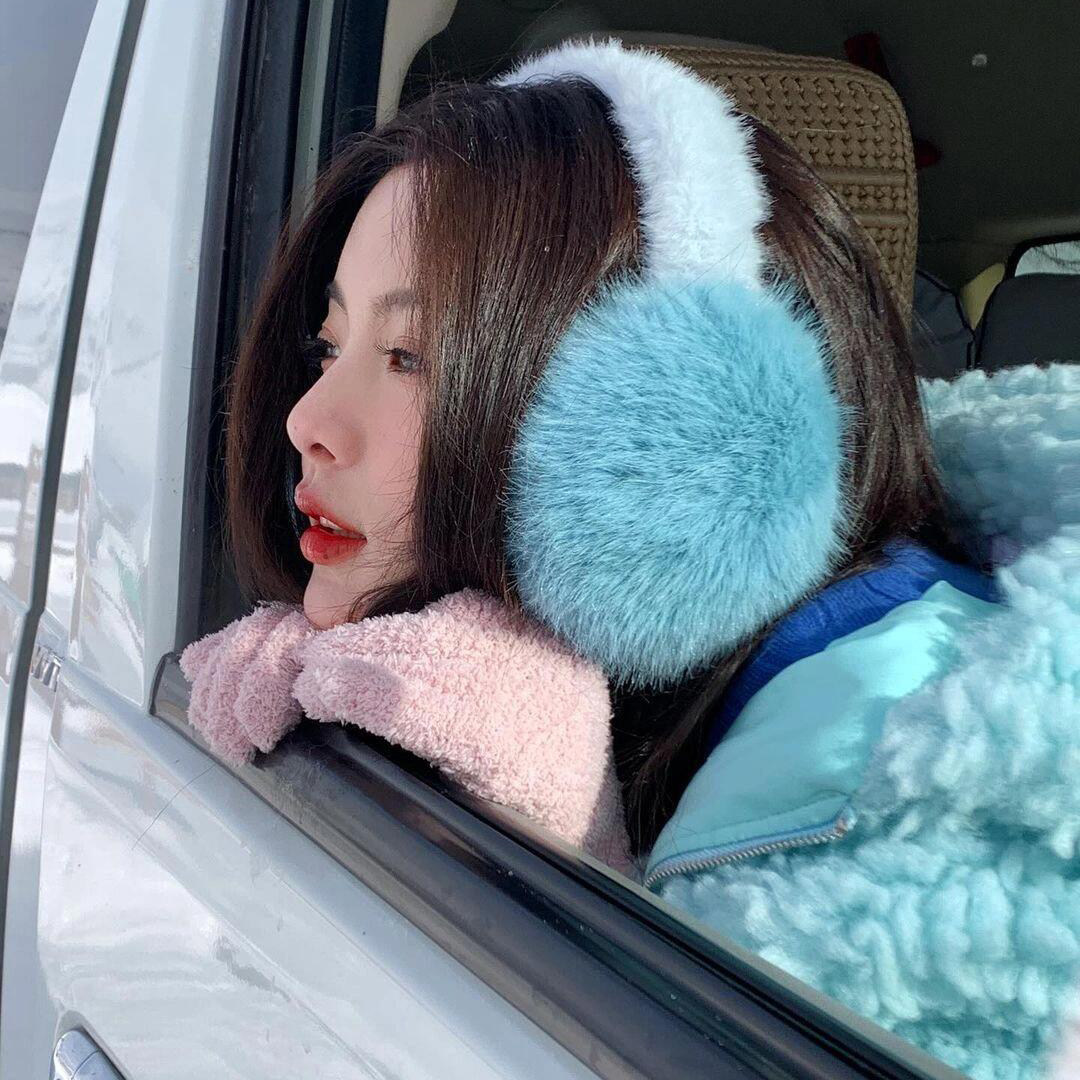 杨超越同款~雾蓝拼色毛绒绒耳罩女冬季保暖防寒耳包骑车护耳耳暖,服饰配件/皮带/帽子/围巾,耳套,淘宝优惠券,粉丝福利购,淘宝优惠卷
