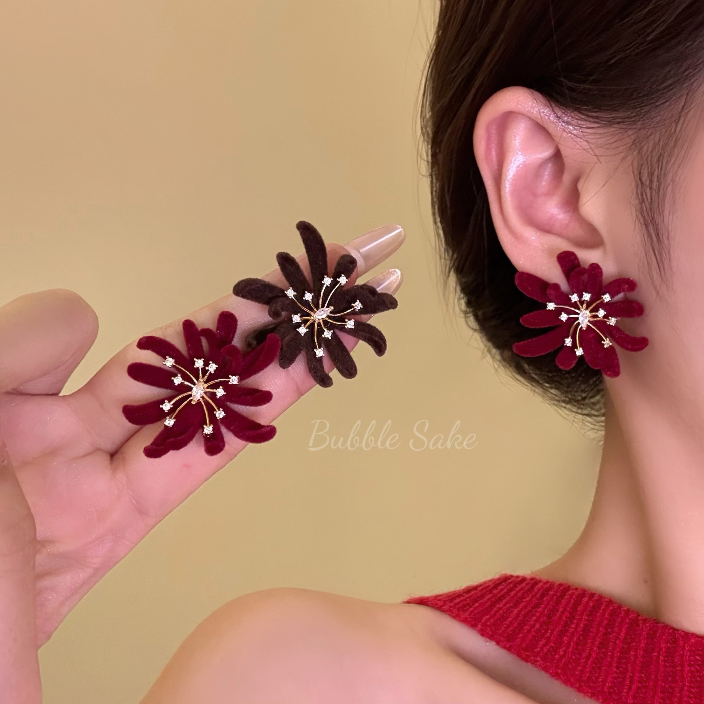 半熟lady 闪锆烟花植绒耳环女秋冬高级感气质2025新款独特耳饰品,饰品/流行首饰/时尚饰品新,耳钉,淘宝优惠券,粉丝福利购,淘宝优惠卷