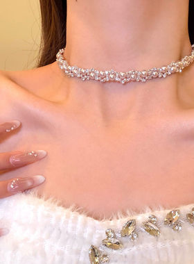 罗曼千金珍珠锆石choker项链