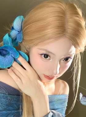 蓝色妖姬 深蓝蝴蝶兰发夹女度假风前额刘海夹发卡发饰鸭嘴夹头饰