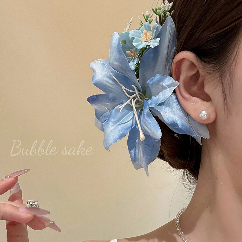 摇曳生姿海边度假风百合花发夹