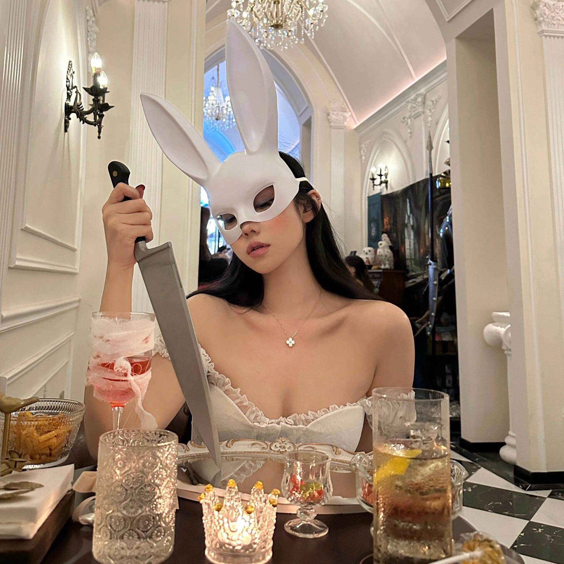 性感猫女 万圣节头饰cos兔女郎面具酒吧舞会派对半脸面罩装扮道具