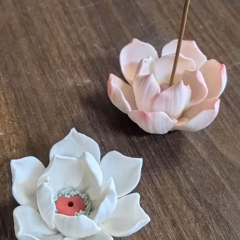 家用室内手工陶瓷莲花香插沉香线香创意荷花熏香炉香薰摆件