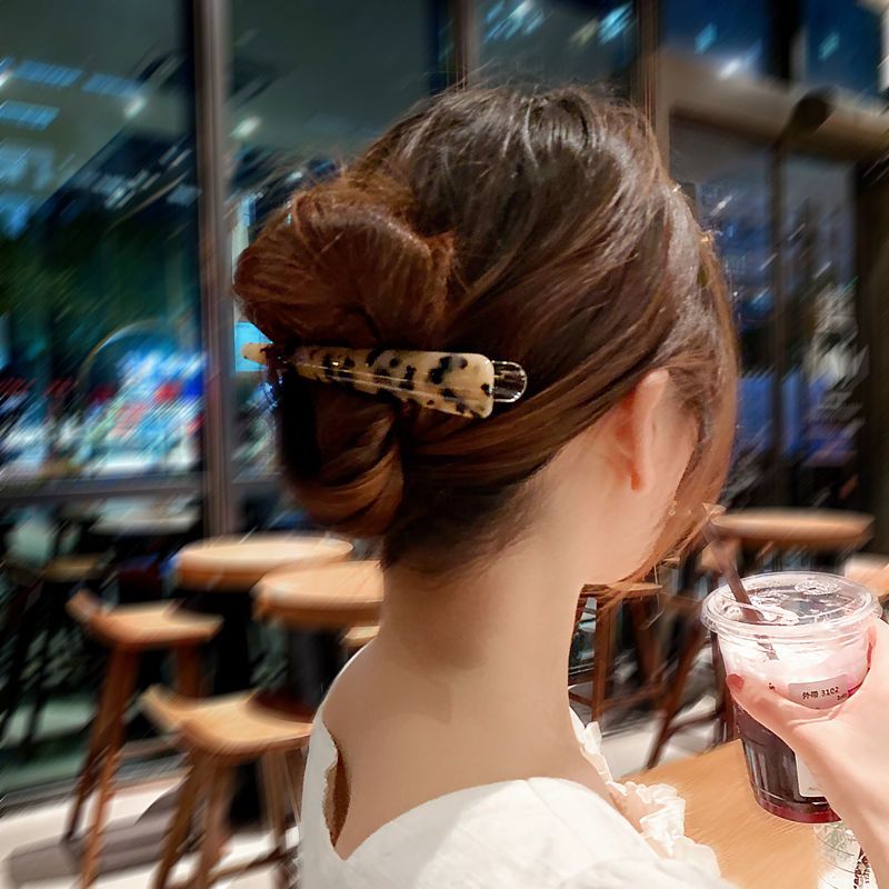豹纹大号复古后脑勺盘发鸭嘴夹头发夹子女百搭边夹发卡头饰