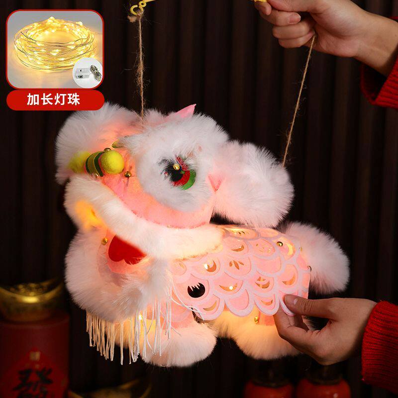 马年春节醒狮元旦灯笼国潮儿童diy材料制作新年狮子手工花灯