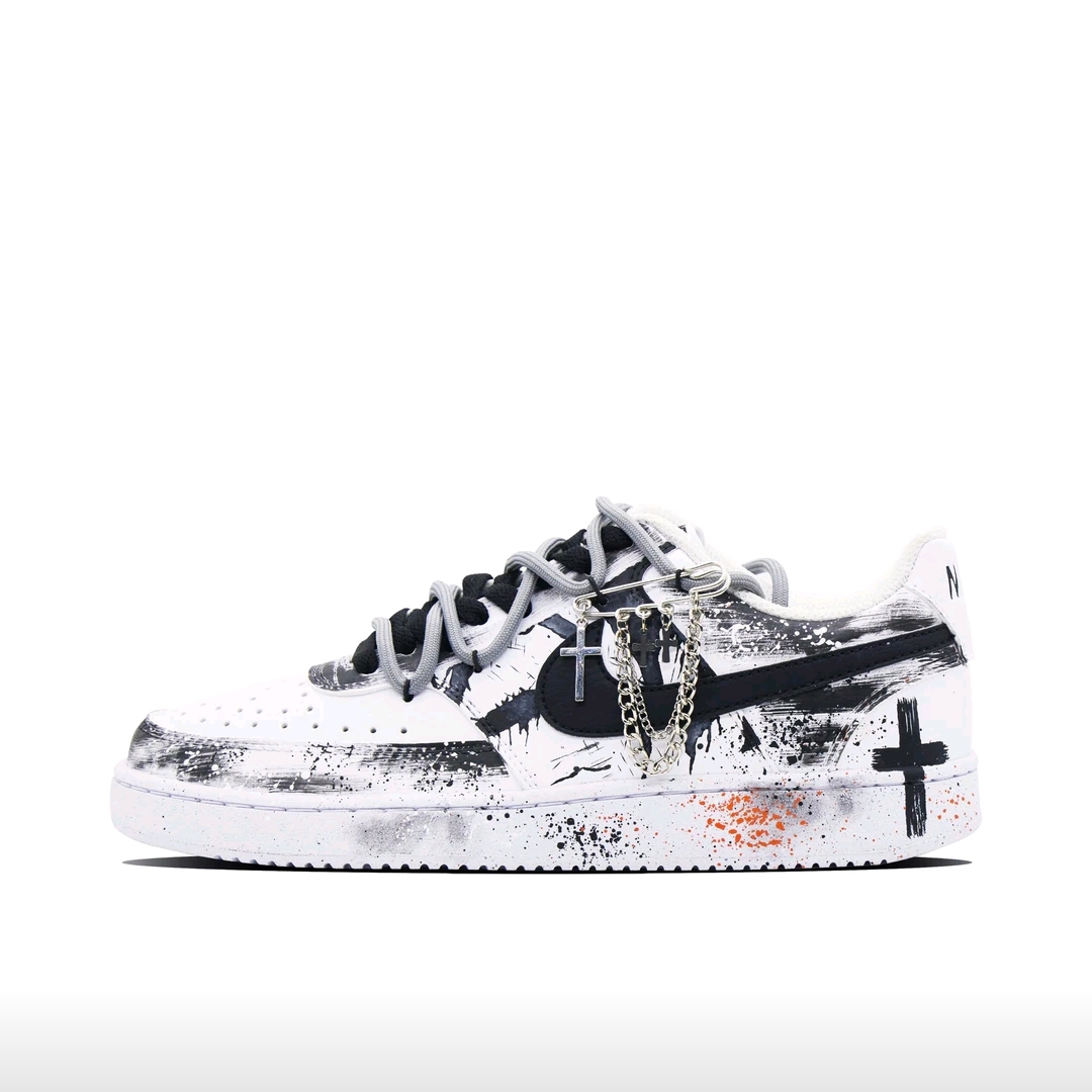 【定制球鞋】Nike Court Vision 1 防水美式简约涂鸦 脏脏鞋 板鞋