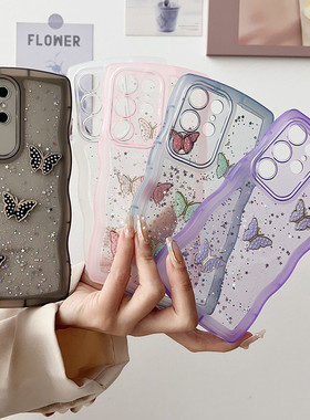 Bling butterfly Protector Case Cover Transparent for Samsung Galaxy S24 23 22 21 20 PLUS ULTRA A34