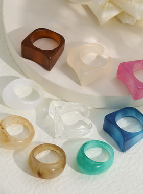 热销创意复古彩色树脂戒