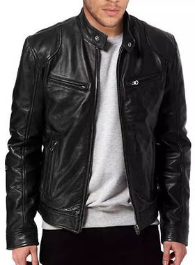 Men's leather jacket spring motorcycle clothing young coat