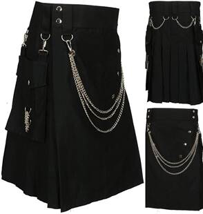 Scottish Holiday Skirt Men's Fashion Chain Pleated Skirt