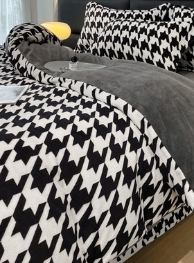 winter plush bedsheet sets 4pc bedcover bed sheets flannel