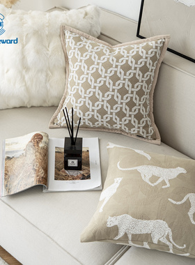 燕麦色轻奢档抱枕腰枕床头靠垫靠枕抱枕套cushion cover pillowca