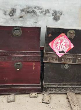 高档中式旧怀旧收纳箱箱摆件木箱柜收藏旧家具复古道具老物件老婚