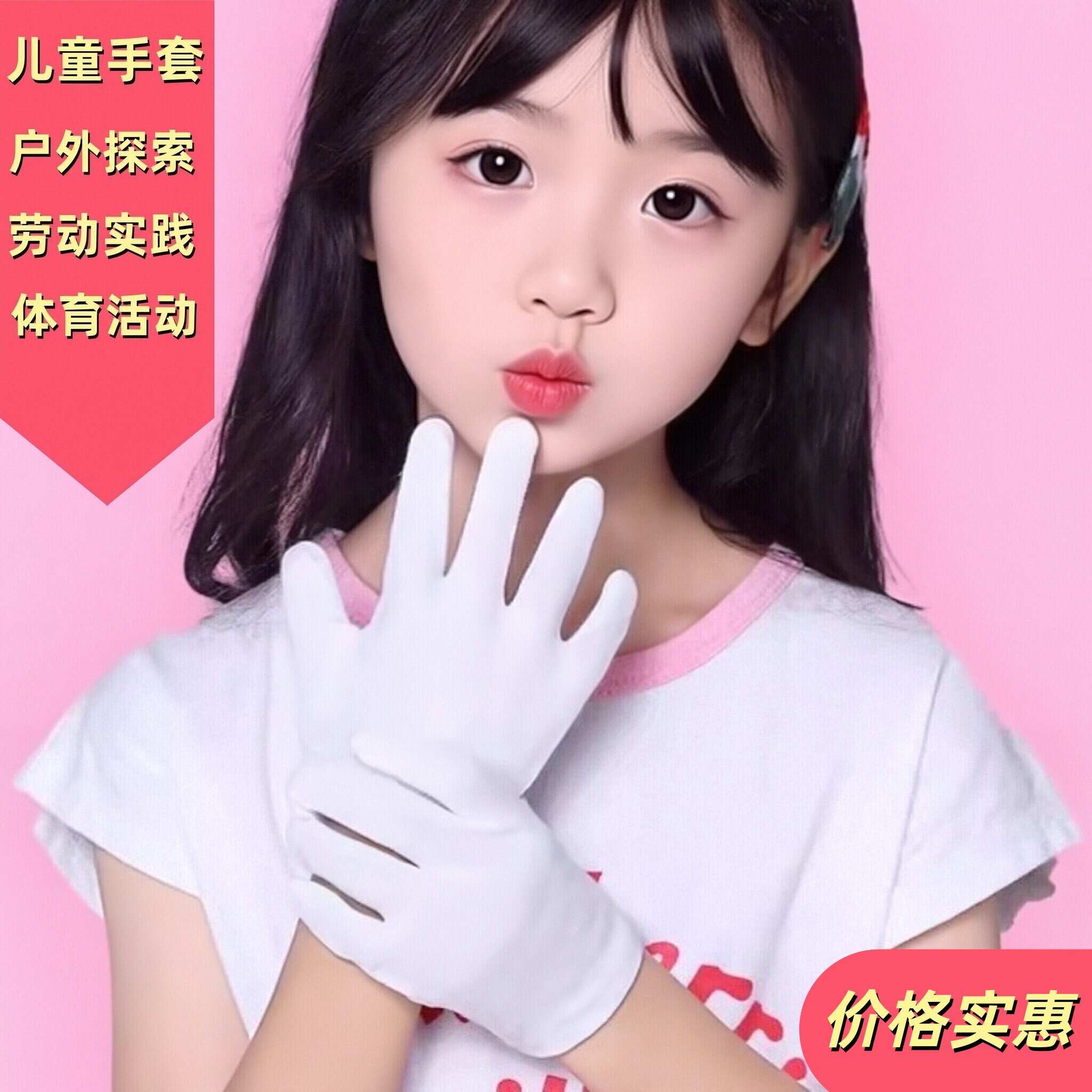 儿童礼仪表演透气薄款白手套图片