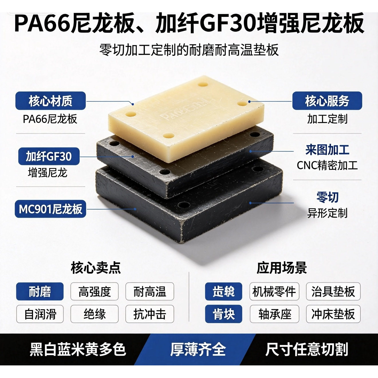 PA66加纤30%耐磨耐高温尼龙板