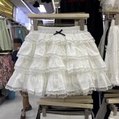 新款 甜美2025白色法式 蕾丝拼接蛋糕裙女夏季 高腰半身裙蓬蓬短裙