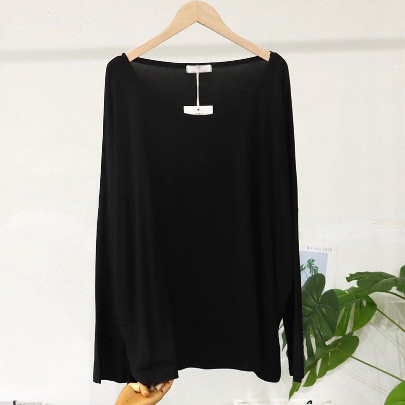 莫代尔一字领上衣女早秋季开叉宽松大码慵懒风显瘦露肩大圆领T恤,女装/女士精品,真丝上装,淘宝优惠券,粉丝福利购,淘宝优惠卷