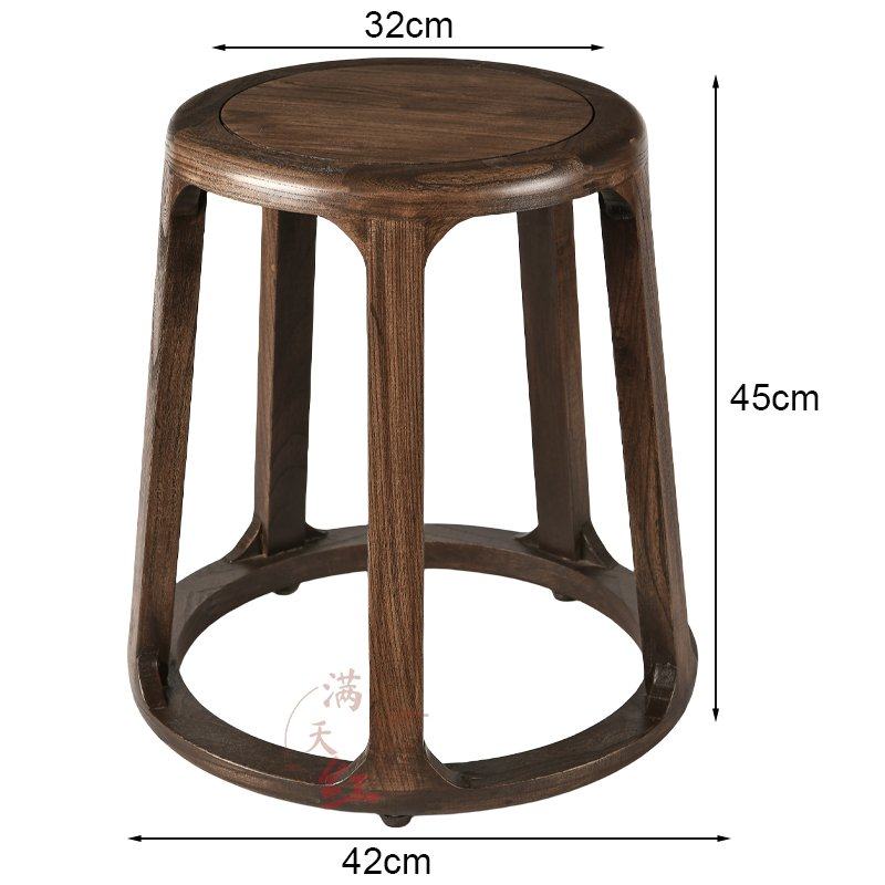 L7实木圆凳新中式禅意茶室凳子榆木家用餐凳化妆凳矮凳换鞋凳鼓琴,住宅家具,红木椅凳,淘宝优惠券,粉丝福利购,淘宝优惠卷