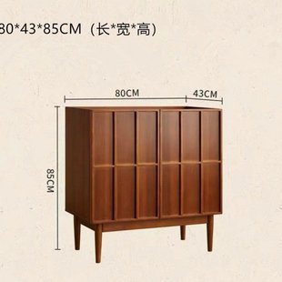 靠墙骨骼线柜客厅收纳边柜 复古实木餐边柜中古家用小立柜矮柜法式