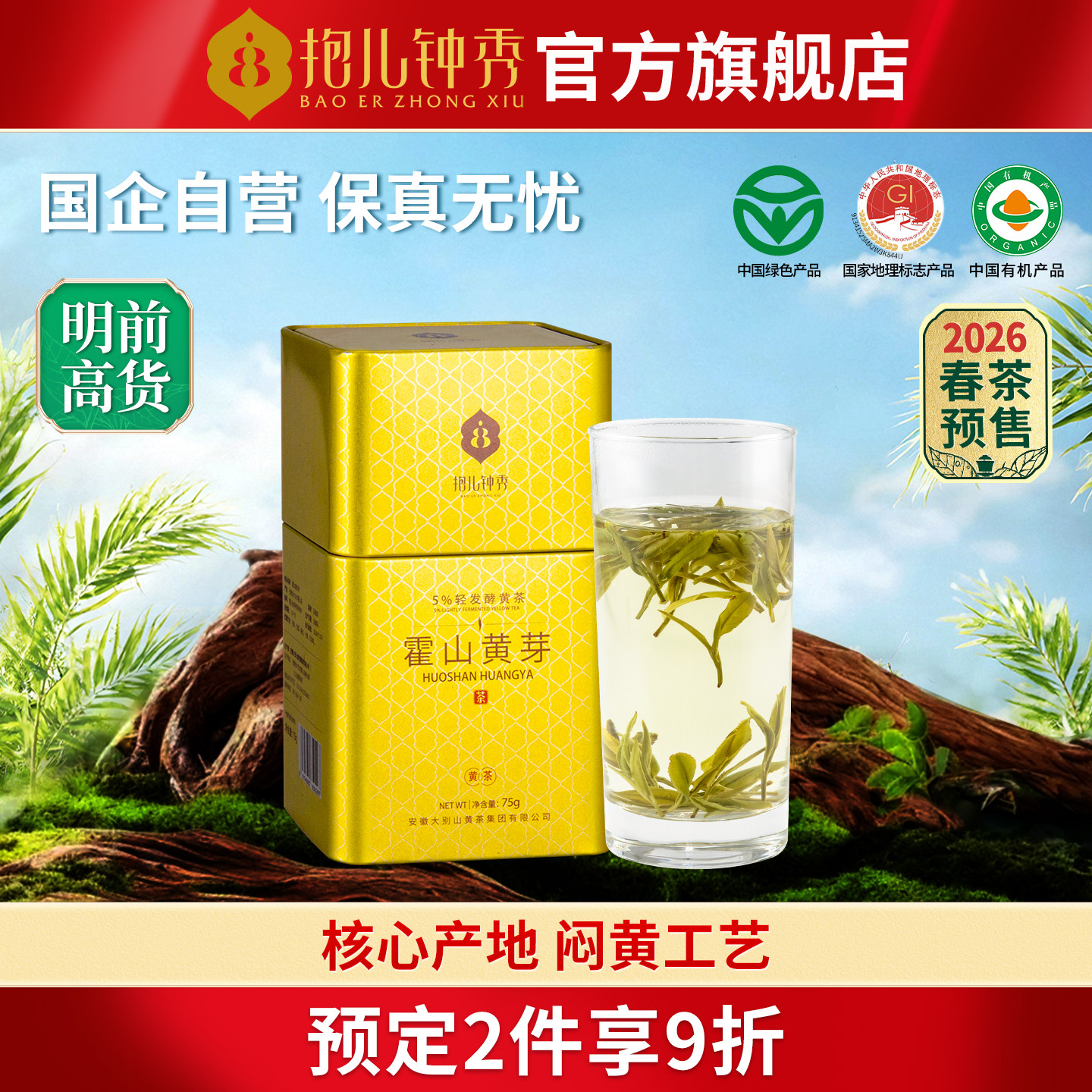 抱儿钟秀2026新茶春茶预售霍山黄芽黄茶特级茶叶明前75g六安原产