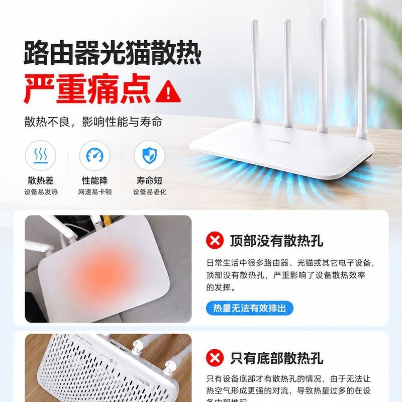 路由器底部加高加固三角脚垫路由器散热防震增高脚垫