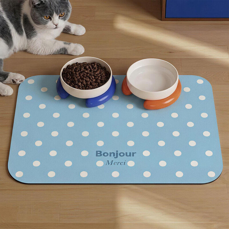 猫狗碗盆吸水防滑宠物专用硅藻泥餐垫韩系风格可刷洗防滑餐垫