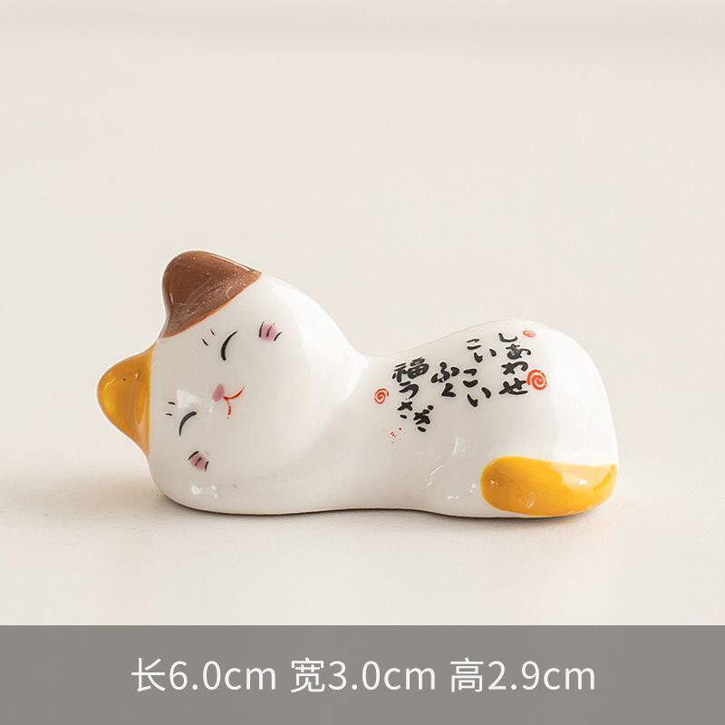 酒店家用卡通猫咪陶瓷筷托餐桌创意可爱笔托筷子摆放小摆件