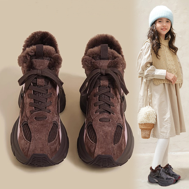 女童鞋子2025新款冬季加绒大棉鞋中大童女孩学生跑步鞋洋气爆款鞋