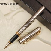 丽琴liqin660金属钢笔高级商务钢笔学生练字铱金笔尖黄铜笔库存笔