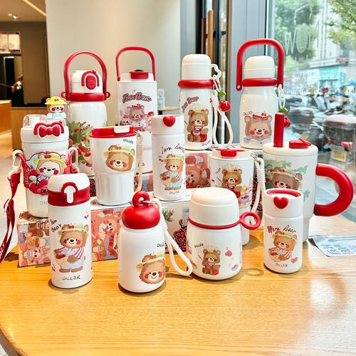 库洛米儿童保温杯女2025新款高颜值学生上学专用外出吸管水杯
