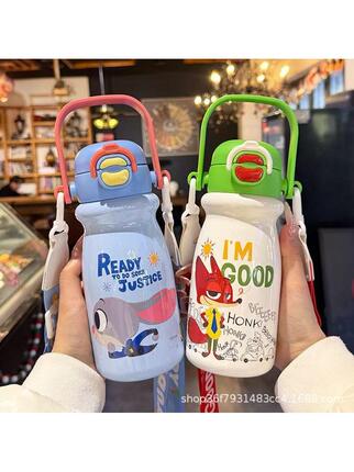 Zootopia Judy Nick Children's Insulated Water Bottle for Girls, Stylish New Model with Straw, Suitable for School Use