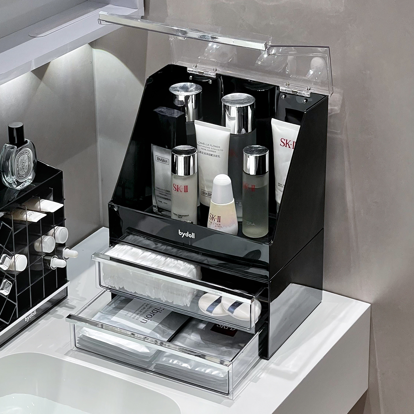 高瓶水乳收纳盒梳妆台桌面轻奢