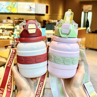 吸管保温杯儿童学生上学专用2025新款 高颜值女生士双饮水杯子