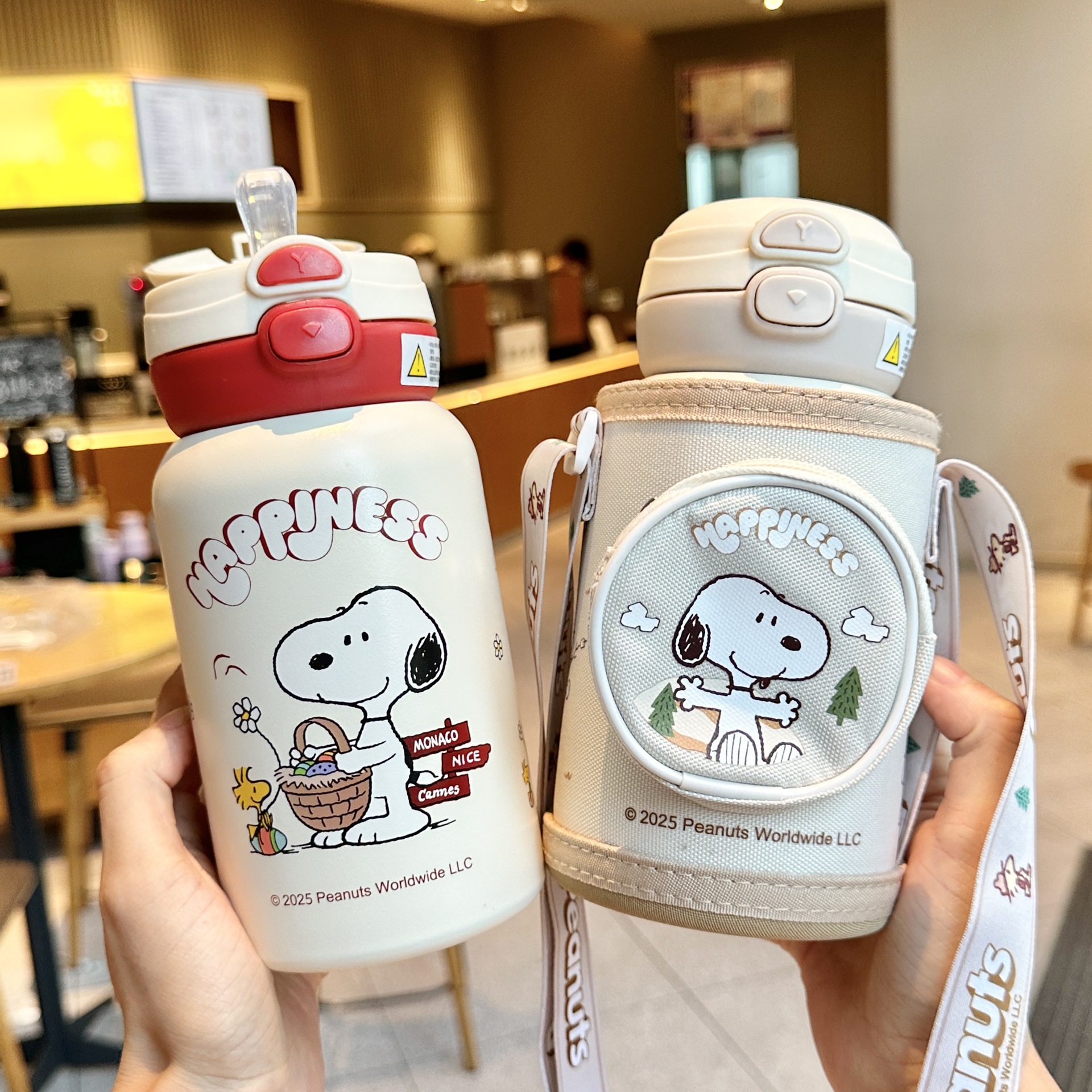 史努比儿童保温杯女孩上学专用小学生水壶男宝宝幼儿园吸管水杯子