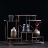 小博古架榫卯鸡翅实木中式 多宝阁茶壶杯茶具置物架摆件底座展示架