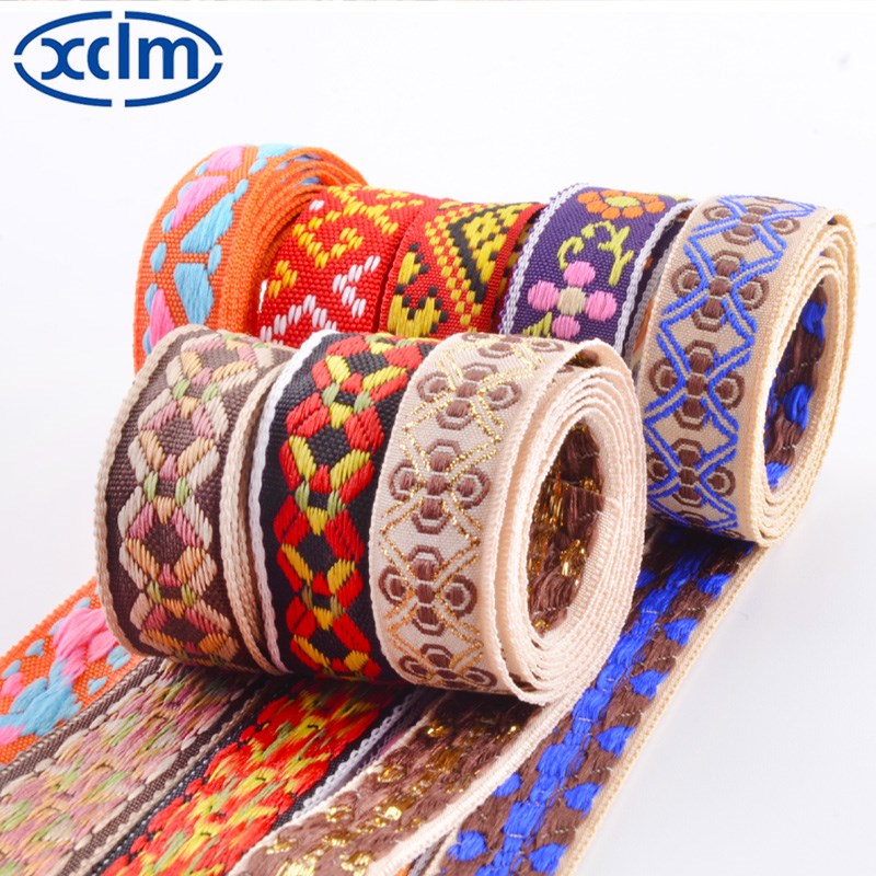 宽彩色花朵帆布织带背包箱包辅料打包带书包背包带子布带提花织带